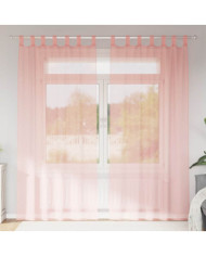 Rideaux en voile avec boucles 2 pcs rose 140x245 cm | Mobilier & Déco