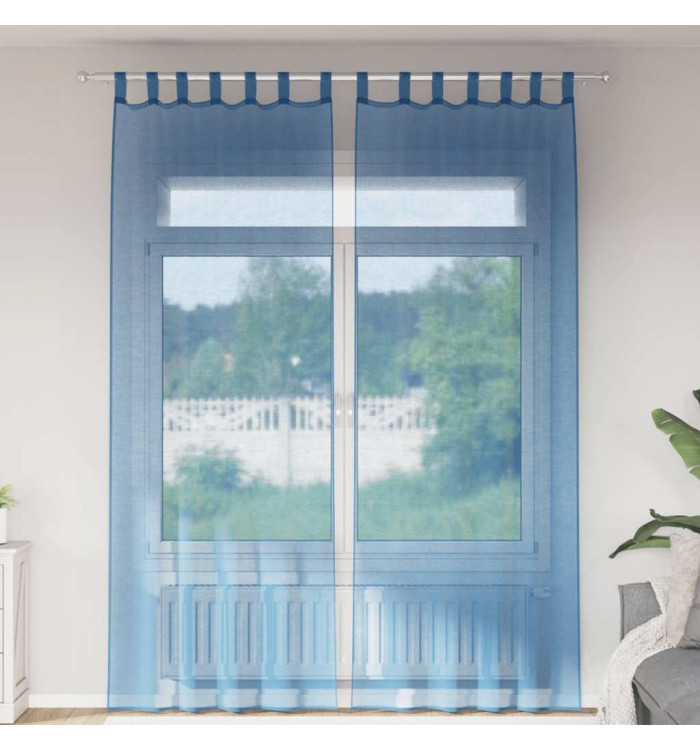 Rideaux en voile avec boucles 2 pcs bleu royal 140x260 cm | Mobilier & Déco