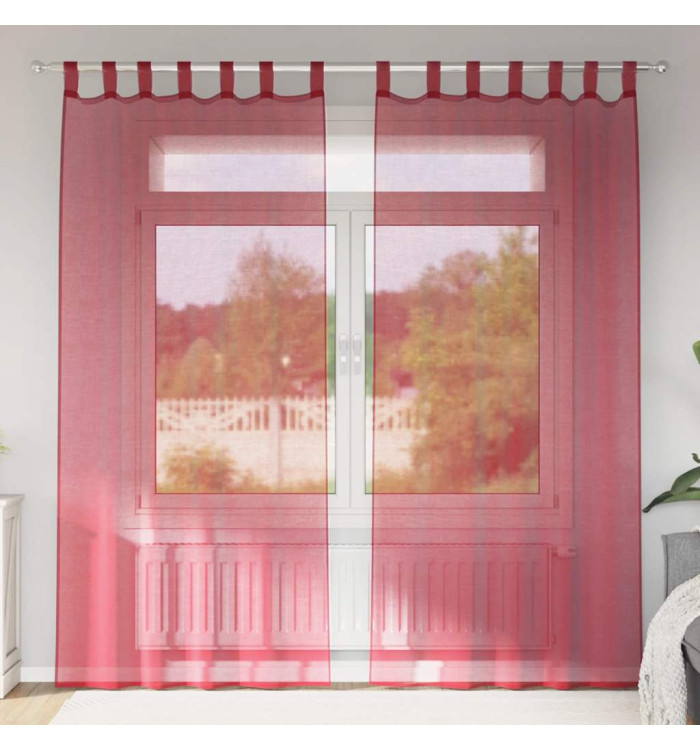 Rideaux en voile avec boucles 2 pcs rouge bordeaux 140x245 cm | Mobilier & Déco