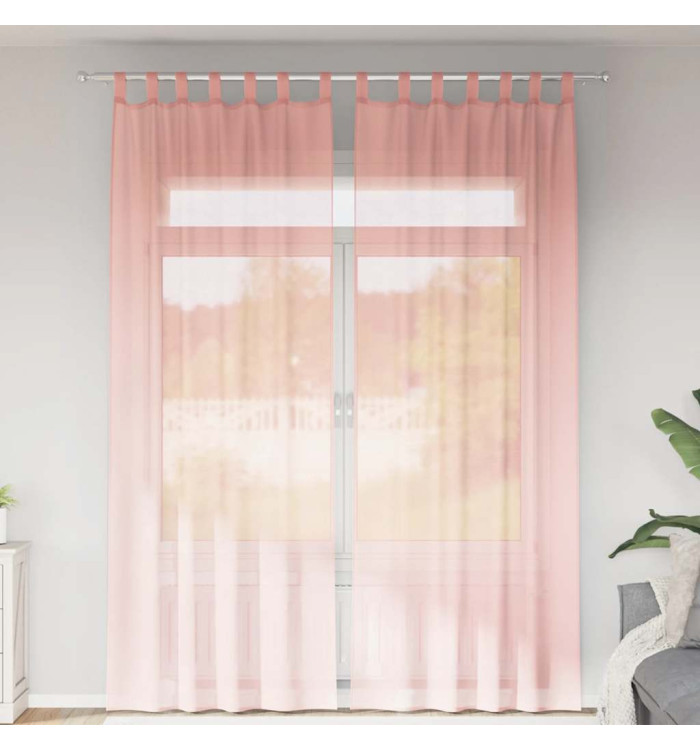 Rideaux en voile avec passe-tringles 2 pcs rose | Mobilier & Déco
