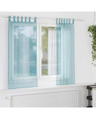 Rideaux en voile avec boucles 2 pcs turquoise 140x140 cm | Mobilier & Déco