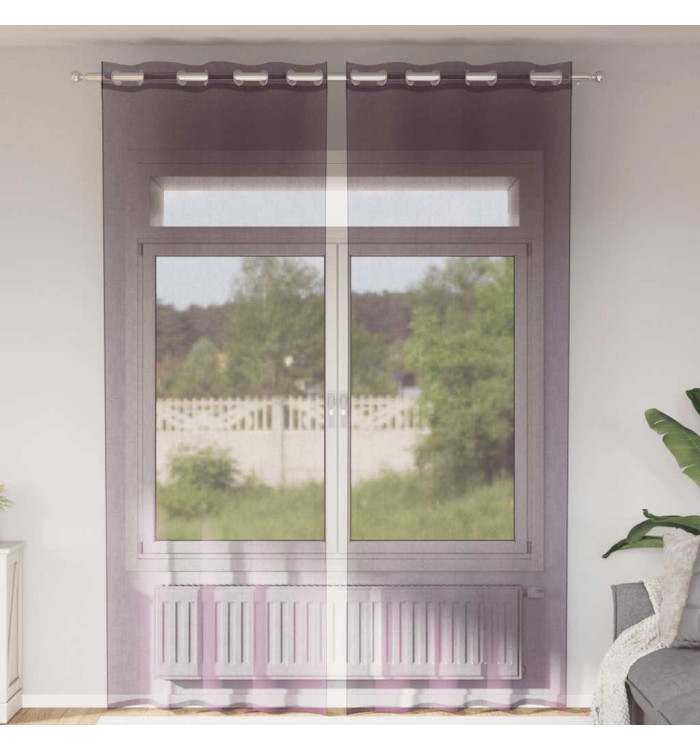 Rideaux en voile avec œillets 2 pcs violet 140x300 cm | Mobilier & Déco