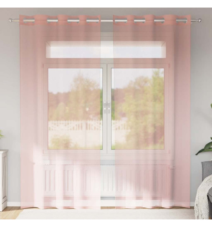 Rideaux en voile avec œillets 2 pcs rose 140x225 cm | Mobilier & Déco