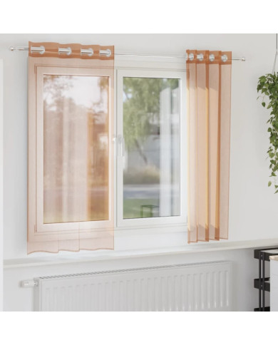 Rideaux en voile avec œillets 2 pcs terre cuite | Mobilier & Déco