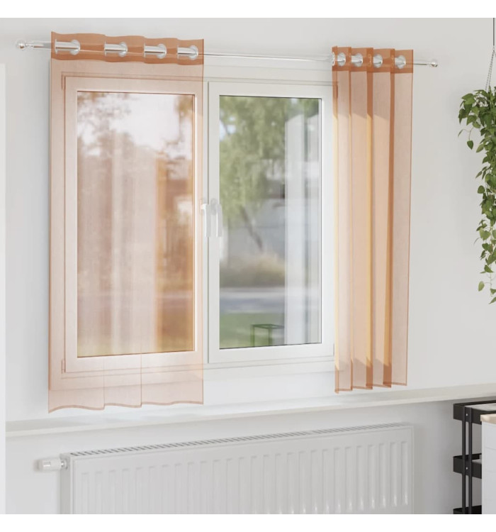 Rideaux en voile avec œillets 2 pcs terre cuite | Mobilier & Déco