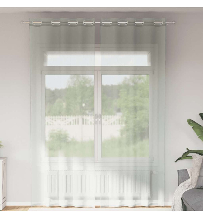 Rideaux en voile avec œillets 2 pcs gris clair 140x300 cm | Mobilier & Déco
