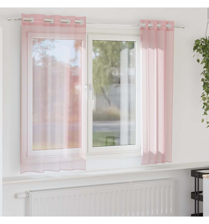 Rideaux en voile avec œillets 2 pcs rose clair 140x140 cm | Mobilier & Déco