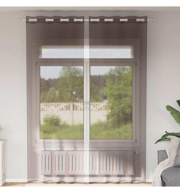 Rideaux en voile avec œillets 2 pcs marron 140x260 cm | Mobilier & Déco