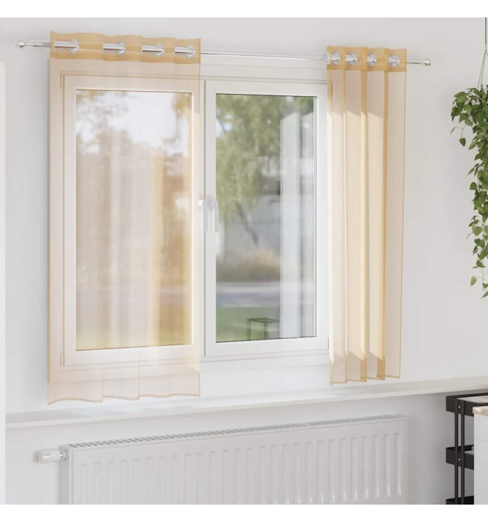 Rideaux en voile avec œillets 2 pcs sable | Mobilier & Déco