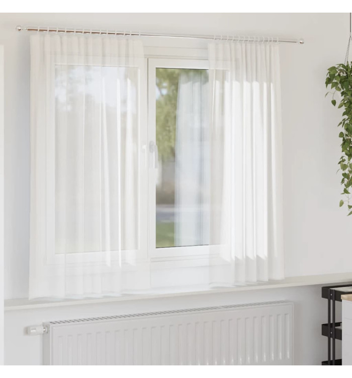 Rideaux en voile avec passe-tringles 2 pcs blanc | Mobilier & Déco