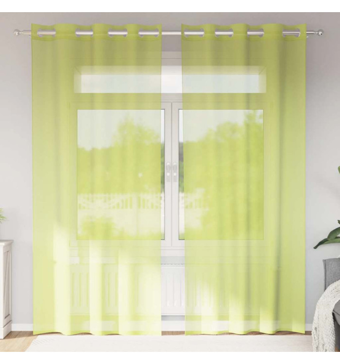 Rideaux en voile avec œillets 2 pcs vert pomme 140x225 cm | Mobilier & Déco