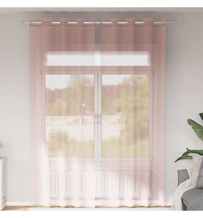 Rideaux en voile avec œillets 2 pcs rose clair 140x300 cm | Mobilier & Déco