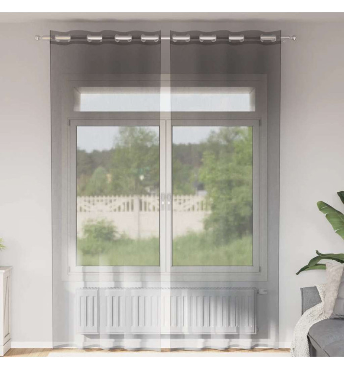 Rideaux en voile avec œillets 2 pcs gris foncé 140x260 cm | Mobilier & Déco