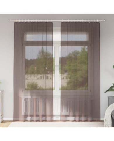 Rideaux en voile avec passants 2 pcs marron | Mobilier & Déco