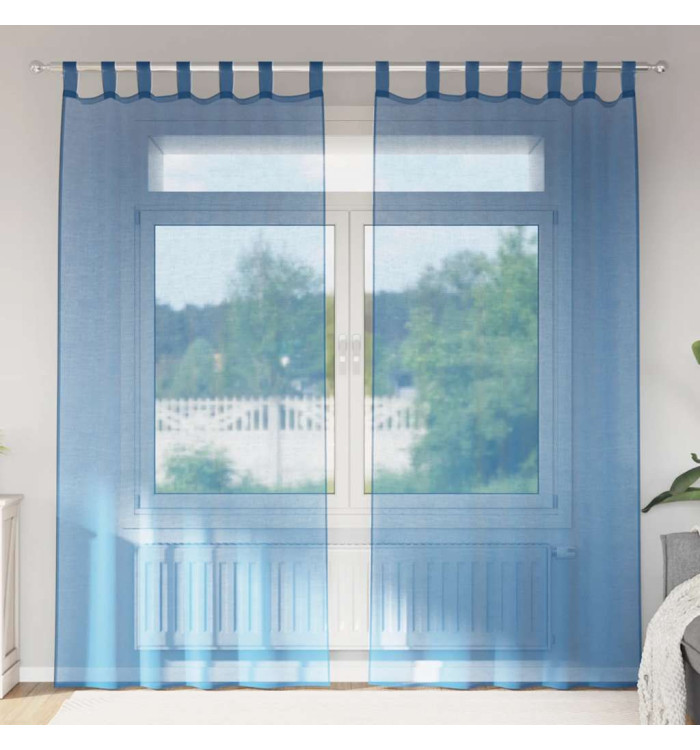 Rideaux en voile avec passe-tringles 2 pcs bleu royal | Mobilier & Déco