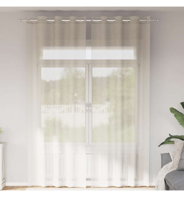 Rideaux en voile avec œillets 2 pcs crème 140x300 cm | Mobilier & Déco