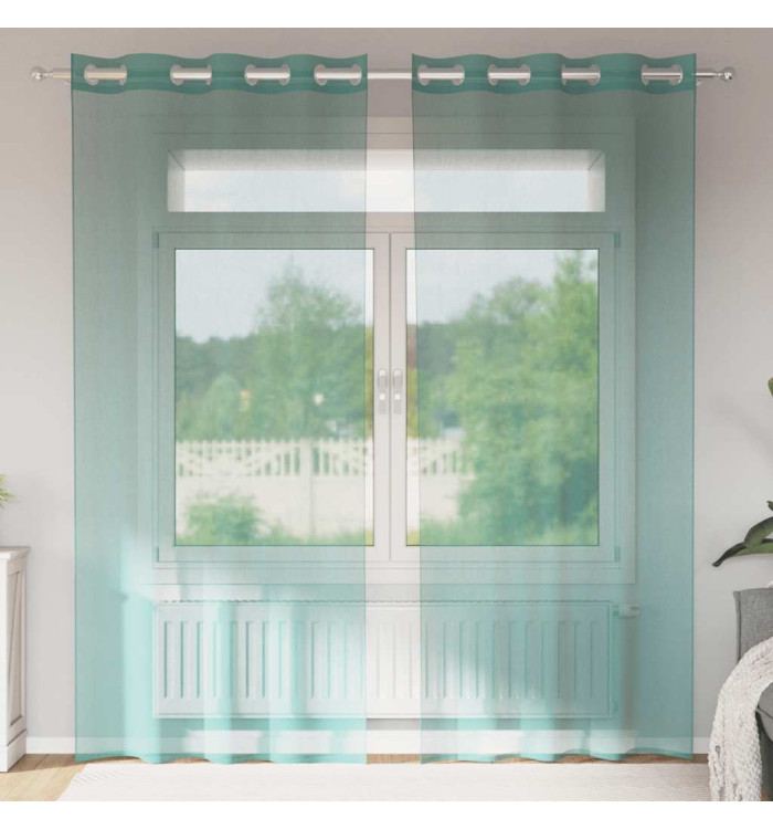 Rideaux en voile avec œillets 2 pcs turquoise | Mobilier & Déco