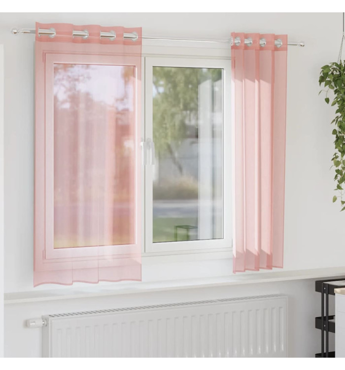 Rideaux en voile avec œillets 2 pcs rose 140x140 cm | Mobilier & Déco
