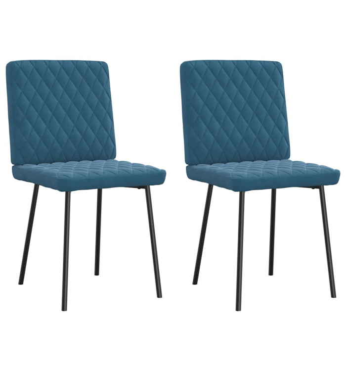 Chaises à manger lot de 2 Bleu Velours | Mobilier & Déco