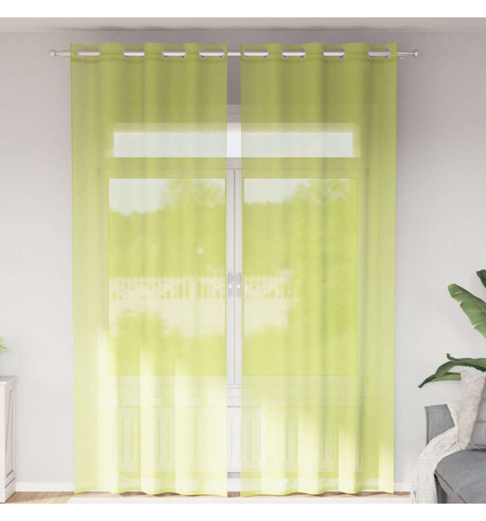 Rideaux en voile avec œillets 2 pcs vert pomme 140x260 cm | Mobilier & Déco