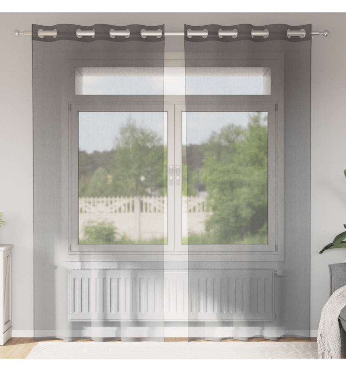 Rideaux en voile avec œillets 2 pcs marron clair | Mobilier & Déco