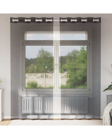 Rideaux en voile avec œillets 2 pcs noir 140x245 cm | Mobilier & Déco