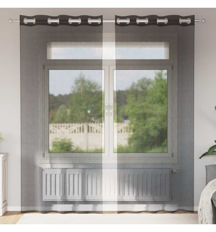 Rideaux en voile avec œillets 2 pcs noir 140x245 cm | Mobilier & Déco