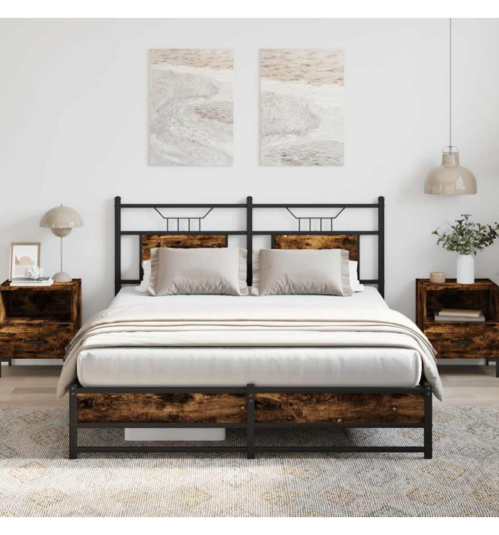 Cadre de lit sans matelas chêne fumé 140x190 cm bois ingénierie | Mobilier & Déco
