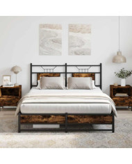 Cadre de lit sans matelas chêne fumé 140x190 cm bois ingénierie | Mobilier & Déco