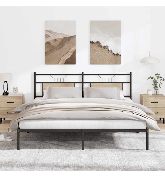 Cadre de lit sans matelas chêne sonoma 183x203 cm | Mobilier & Déco
