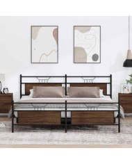 Cadre de lit en métal sans matelas chêne marron 200x200 cm | Mobilier & Déco