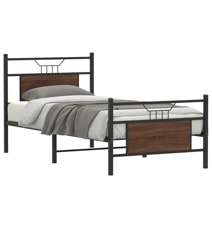Cadre de lit sans matelas chêne marron 90x200cm bois ingénierie | Mobilier & Déco