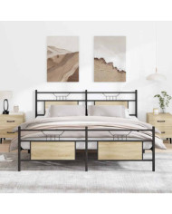 Cadre de lit en métal sans matelas chêne sonoma 160x200 cm | Mobilier & Déco