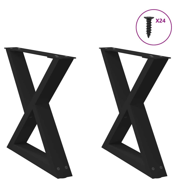 Pieds de table basse 2 pièces Noir 60 x (42-43,3) cm Acier | Mobilier & Déco