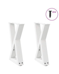 Pieds de table basse 2 pièces Blanc 38 x (42-43,3) cm Acier | Mobilier & Déco