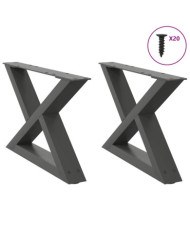 Pieds de table basse 2 pièces Anthracite 60 x (30-31,3) cm Acier | Mobilier & Déco