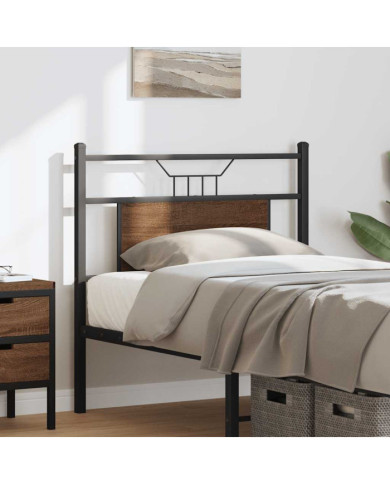 Tête de lit chêne marron 75 cm bois d'ingénierie et acier | Mobilier & Déco