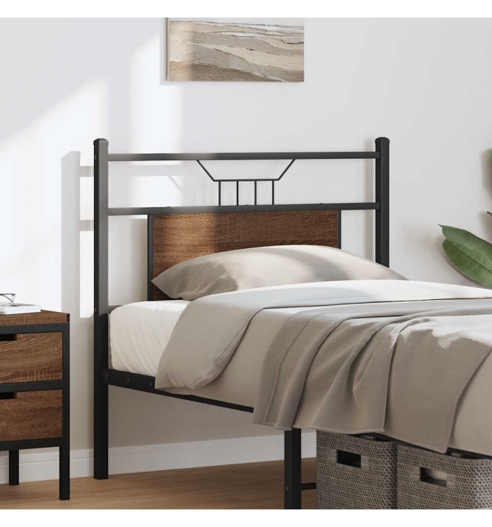 Tête de lit chêne marron 75 cm bois d'ingénierie et acier | Mobilier & Déco