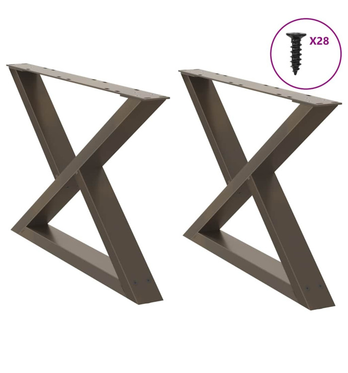 Pieds de table basse 2 pièces Acier naturel 70 x (42-43,3) cm Acier | Mobilier & Déco