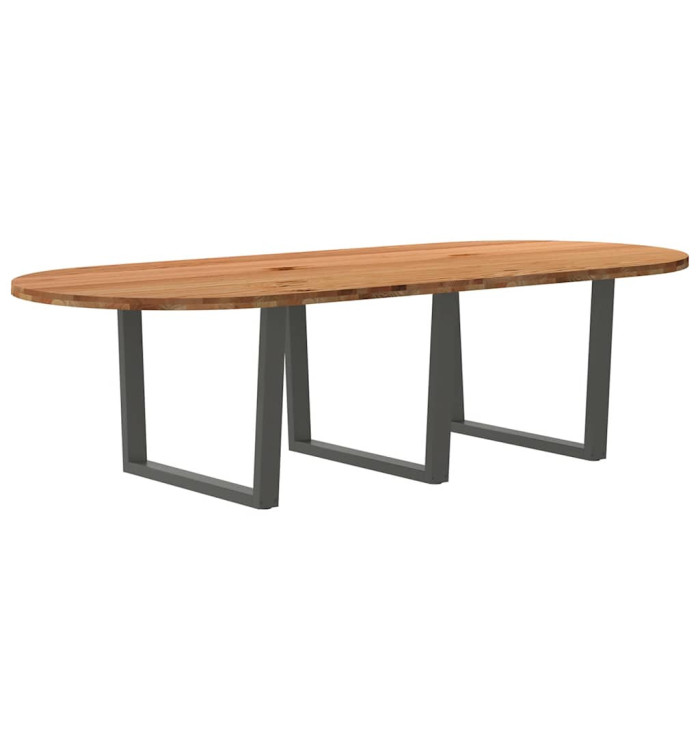 Table à manger marron clair bois de chêne massif ovale | Mobilier & Déco