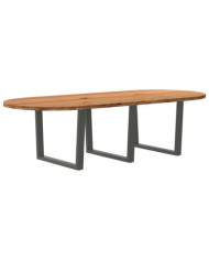 Table à manger marron clair bois de chêne massif ovale | Mobilier & Déco