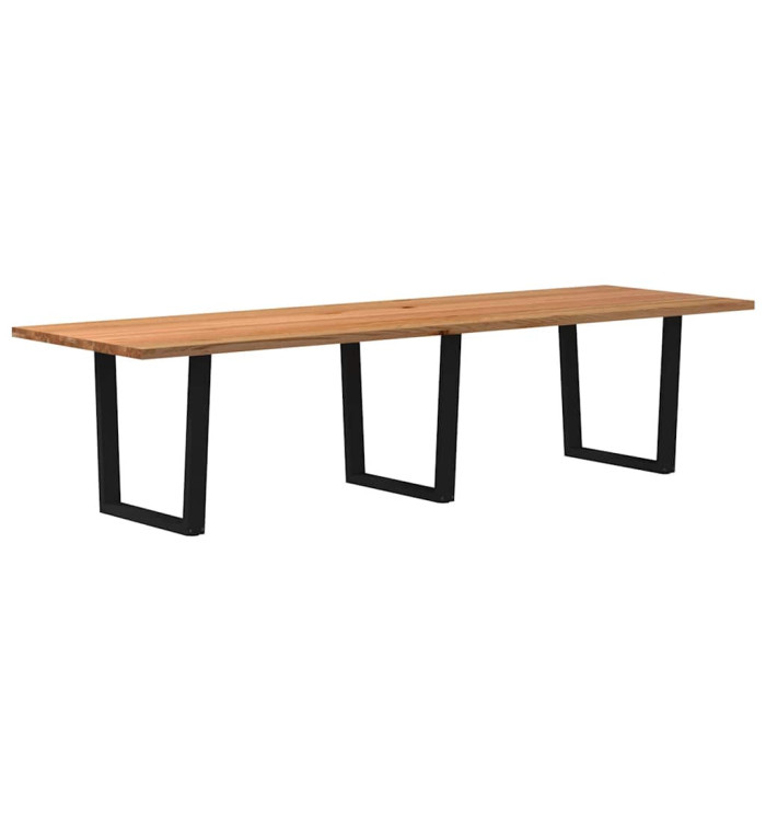 Table à manger avec bord naturel 320x100x74cm bois massif chêne | Mobilier & Déco