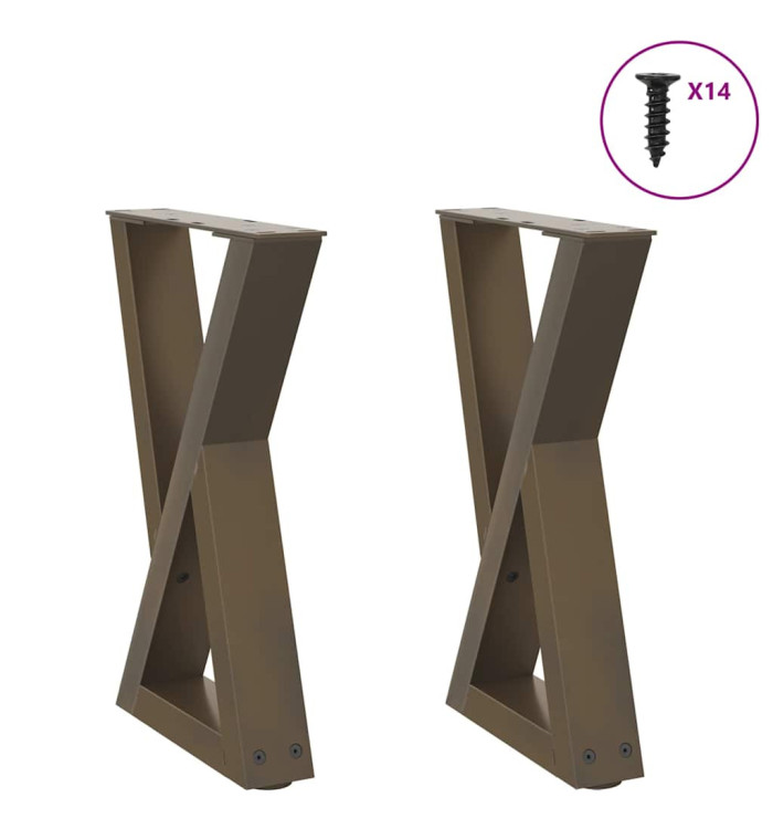 Pieds de table basse 2 pièces Acier naturel 28 x (42-43,3) cm Acier | Mobilier & Déco
