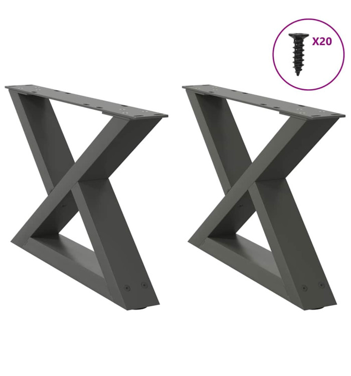 Pieds de table basse 2 pièces Anthracite 50 x (30-31,3) cm Acier | Mobilier & Déco