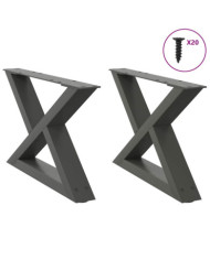 Pieds de table basse 2 pièces Anthracite 50 x (30-31,3) cm Acier | Mobilier & Déco