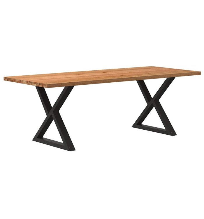Table à manger marron clair bois de chêne massif rectangulaire | Mobilier & Déco
