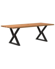 Table à manger marron clair bois de chêne massif rectangulaire | Mobilier & Déco