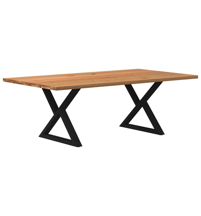 Table à manger marron clair bois de chêne massif rectangulaire | Mobilier & Déco