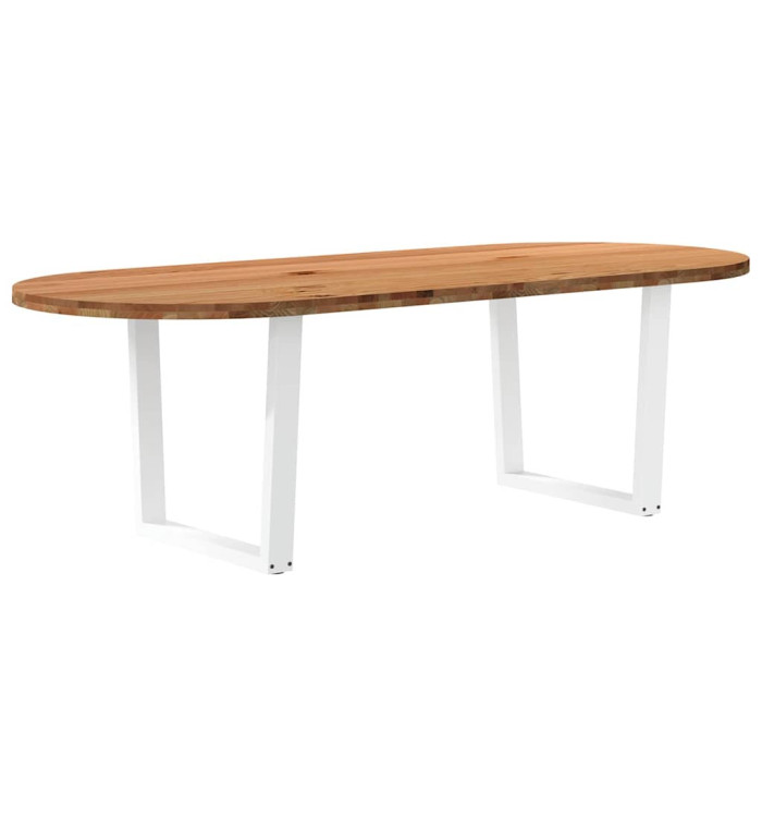 Table à manger marron clair bois de chêne massif ovale | Mobilier & Déco