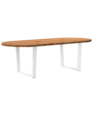 Table à manger marron clair bois de chêne massif ovale | Mobilier & Déco